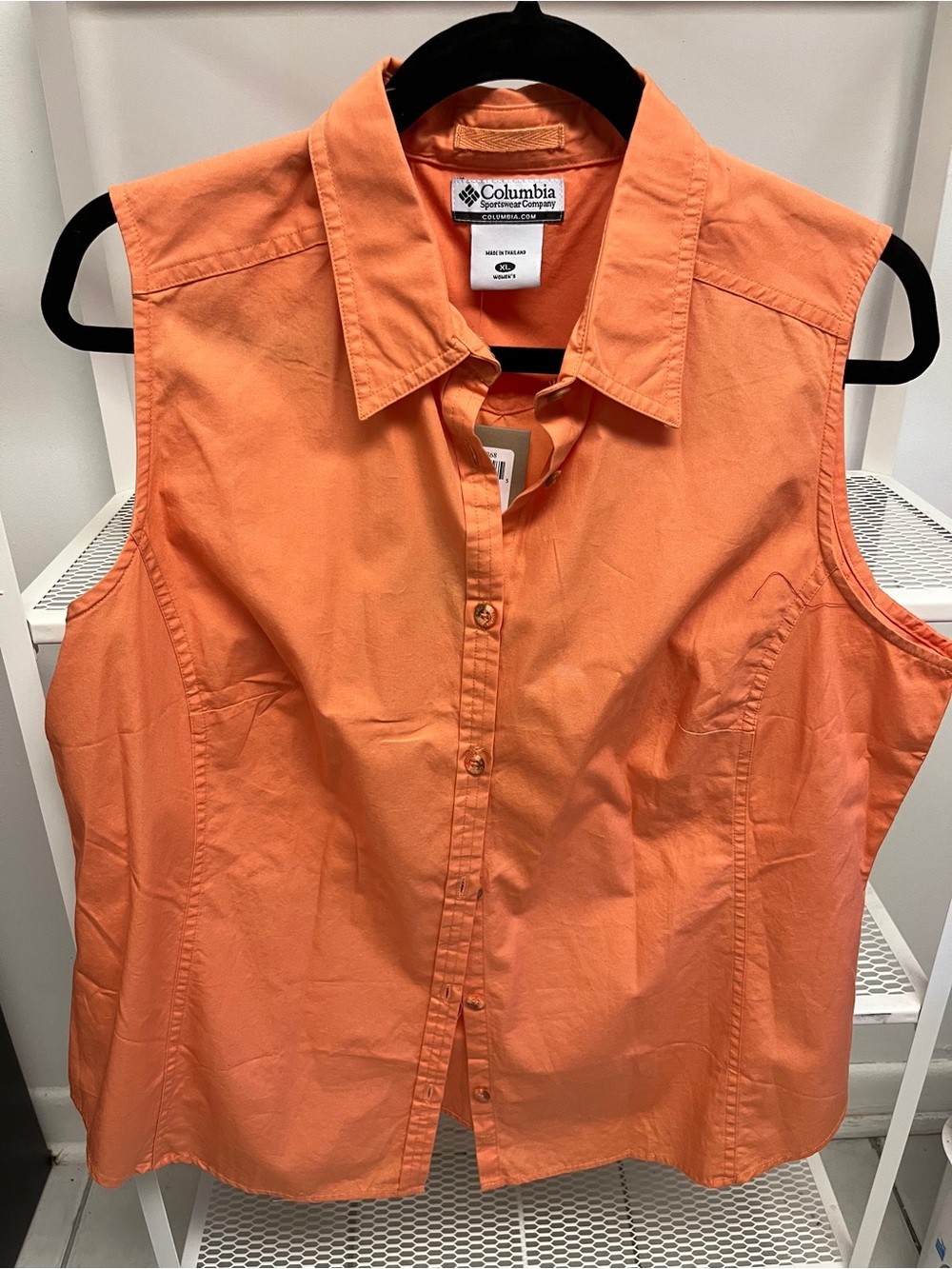 Columbia Sleeveless Button-Front Shirt - Bright Orange